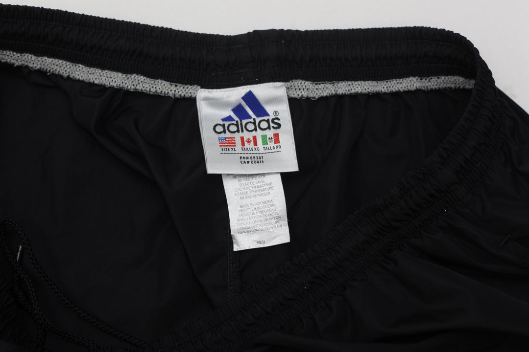 Mens Adidas Embroidered White Stripes Black Nylon Shorts