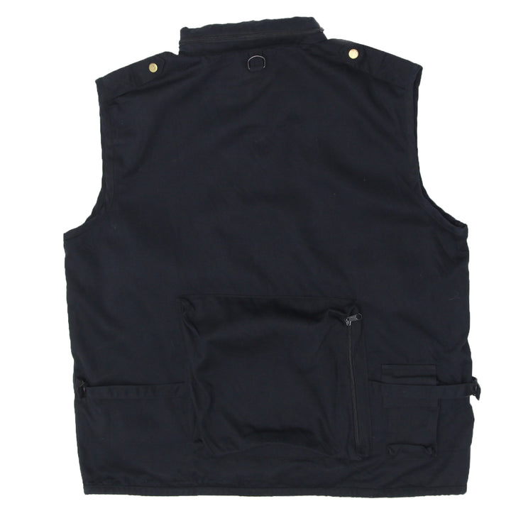 Mens Full Zip Black Utility Vest