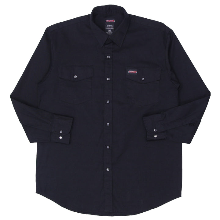 Mens Dickies Long Sleeve Work Shirt Black