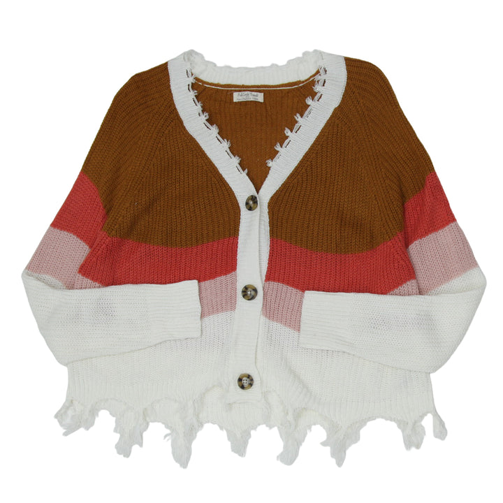 Ladies Striped Knitted Cardigan Sweater