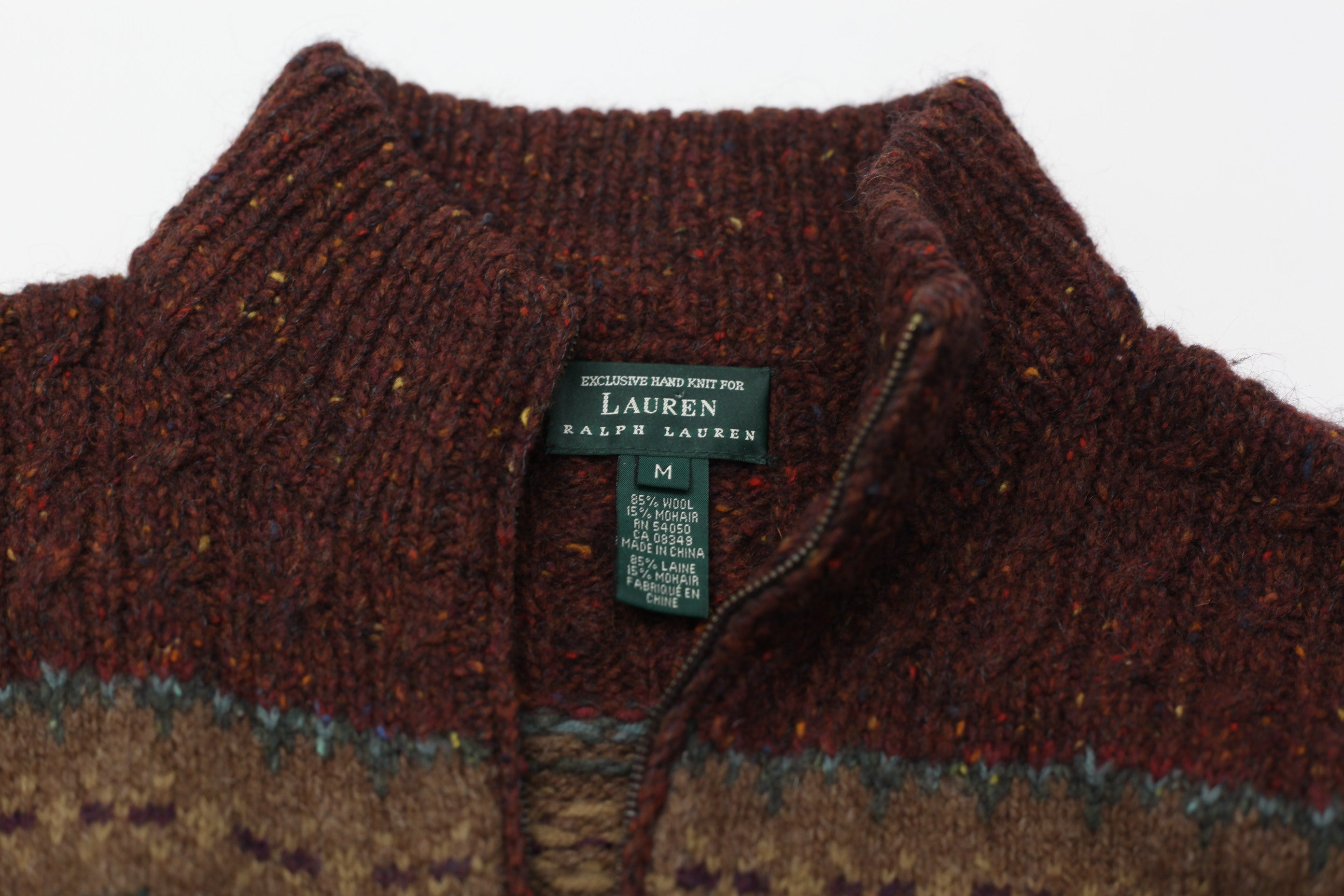 Vintage 90s Fair Isle Striped Ralph Lauren Hand Knit Sweater