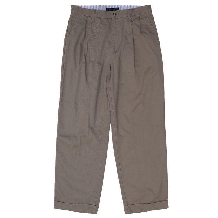 Mens Tommy Hilfiger Khaki Pleated Chino Pants