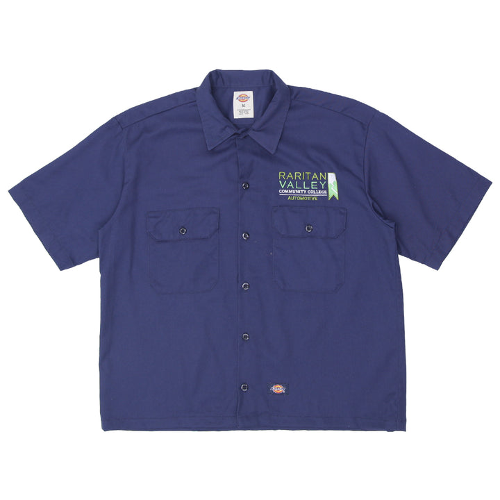 Mens Dickies Customized Short Sleeve Work Shirt Navy Blue