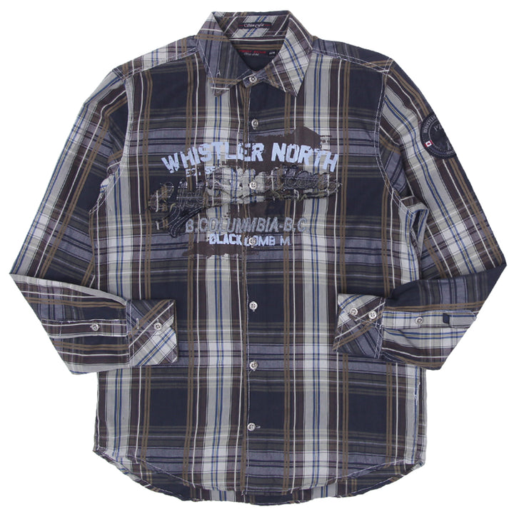 Mens Y2K Point Zero Slim Fit Black Comb-BC Plaid Shirt