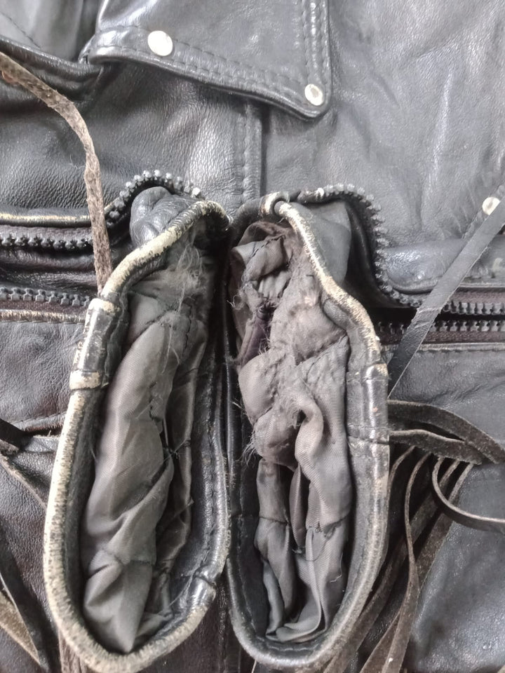 Vintage Harley Davidson Fringed Biker Leather Jacket