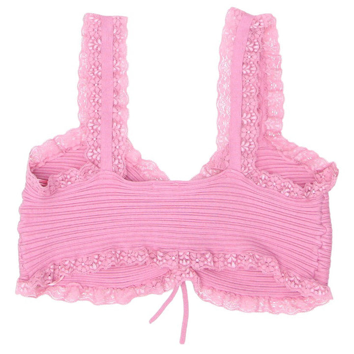 Ladies Lace Strap Ruched Crop Top