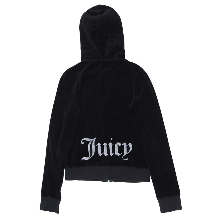 Y2K Juicy Couture Full Zip Velour Black Glittered Hoodie