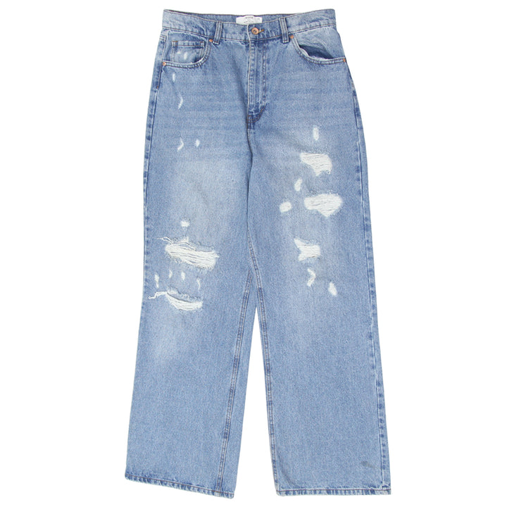 Ladies Ardene High Rise Ripped Wide Leg Jeans