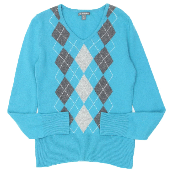 Ladies Apt.9 Argyle 100% Cashmere Sweater