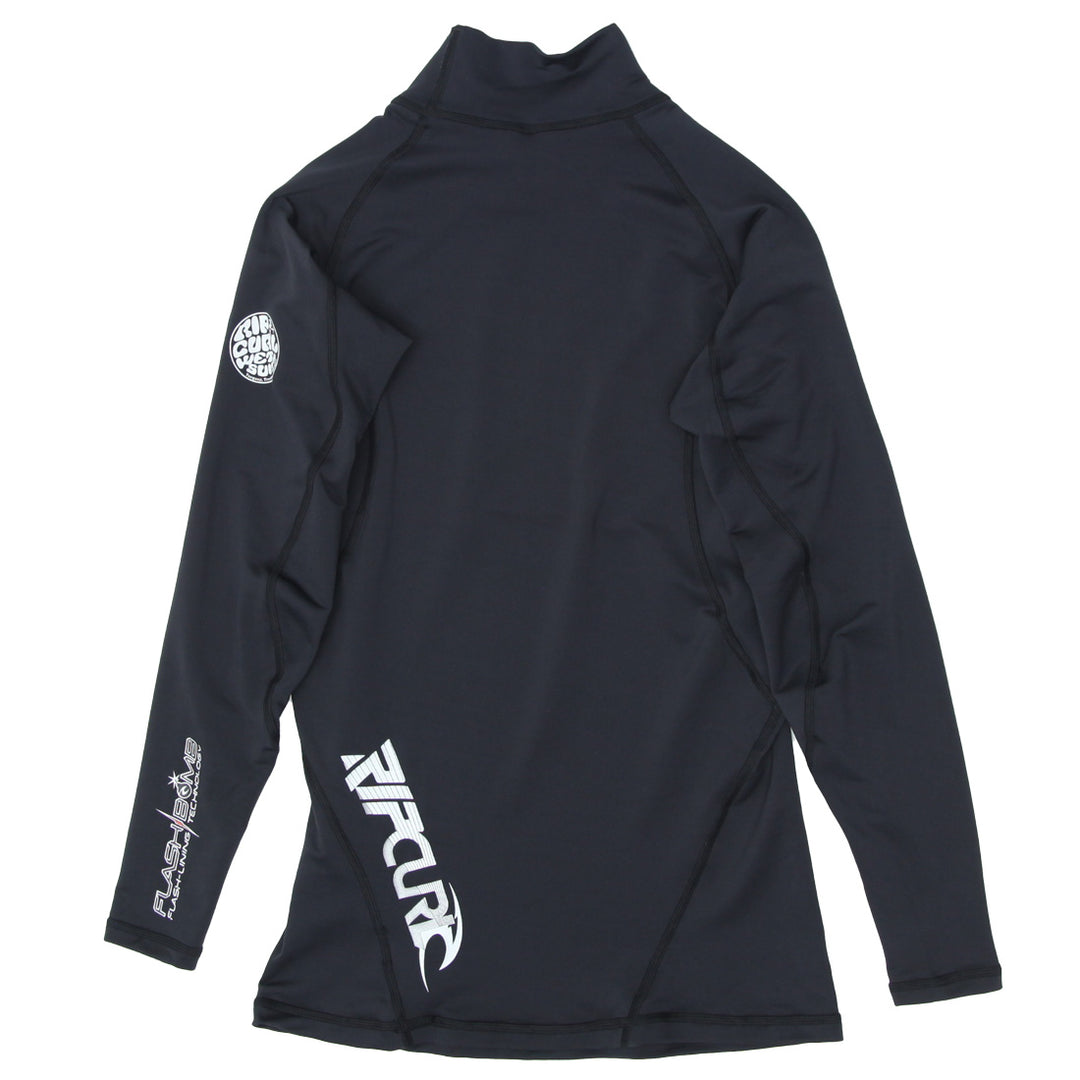 Mens Rip Curl Black Rash Guard Long Sleeve Swim T-Shirt