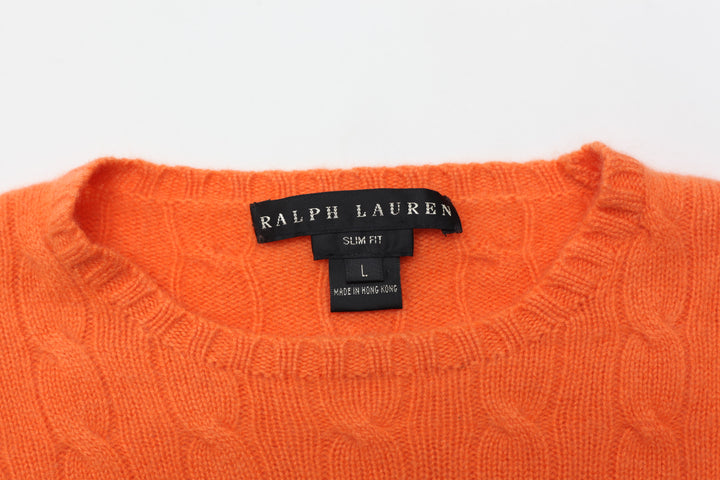 Vintage Ralph Lauren Black Label Slim Fit Cable Knit Cashmere Sweater Ladies