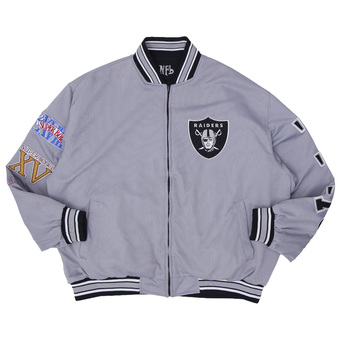 Vintage NFL Oakland Riders Super Bowl Reversible Gray / Black Jacket XXL