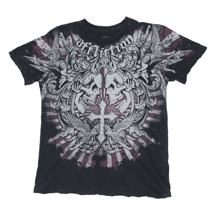 Mens Y2K Affliction Skull Graphic T-Shirt Distressed