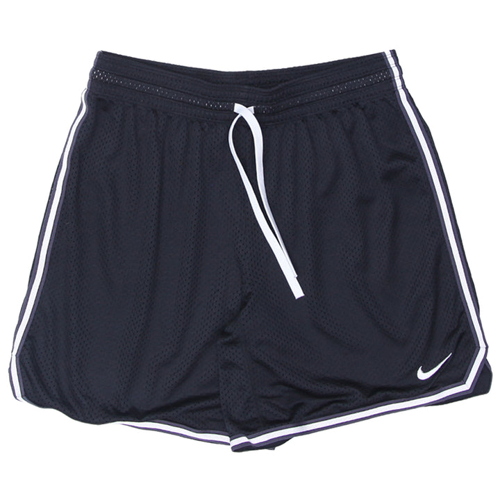 Mens Nike Swoosh Embroidered White Striped Black Mesh Shorts