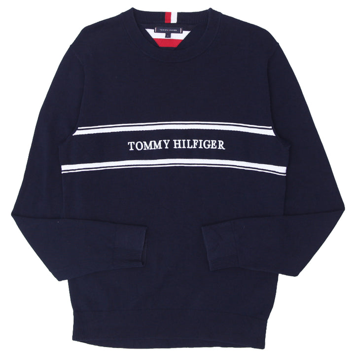 Mens Tommy Hilfiger Embroidered Crewneck Sweater Navy