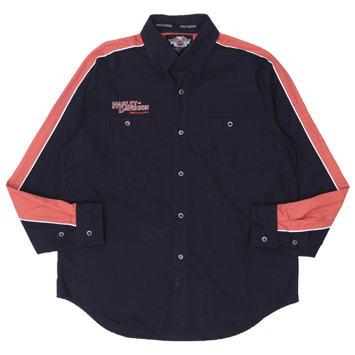 Mens Harley Davidson Motorcycles Embroidered Long Sleeve Shirt