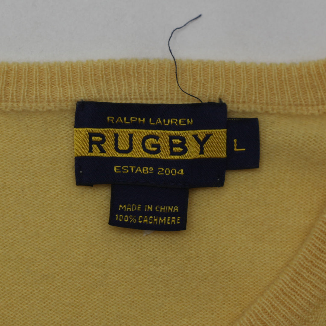 Ladies Ralph Lauren Rugby 100% Cashmere Sweater Yellow