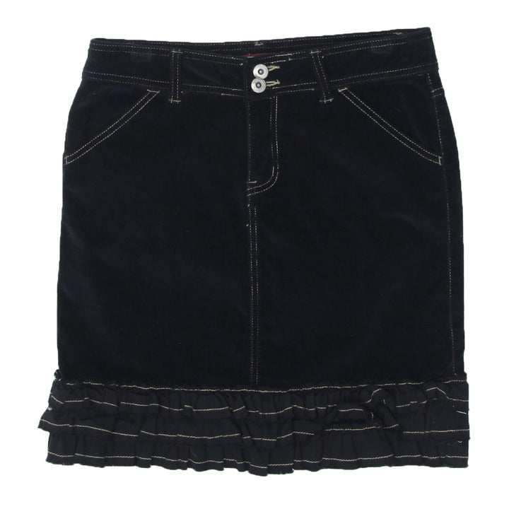 Y2K Velour Ruffle Hem Mini Skirt