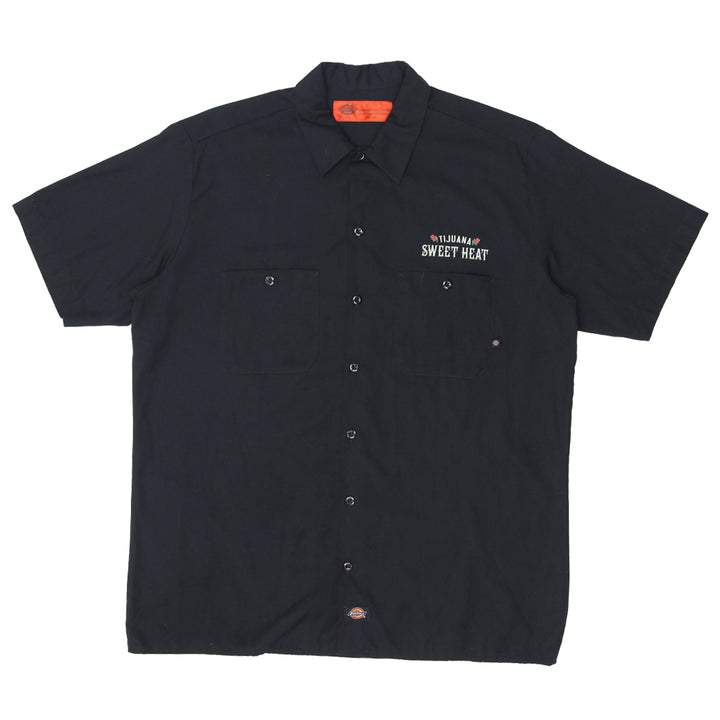 Mens Black Dickies Short Sleeve Button Shirt