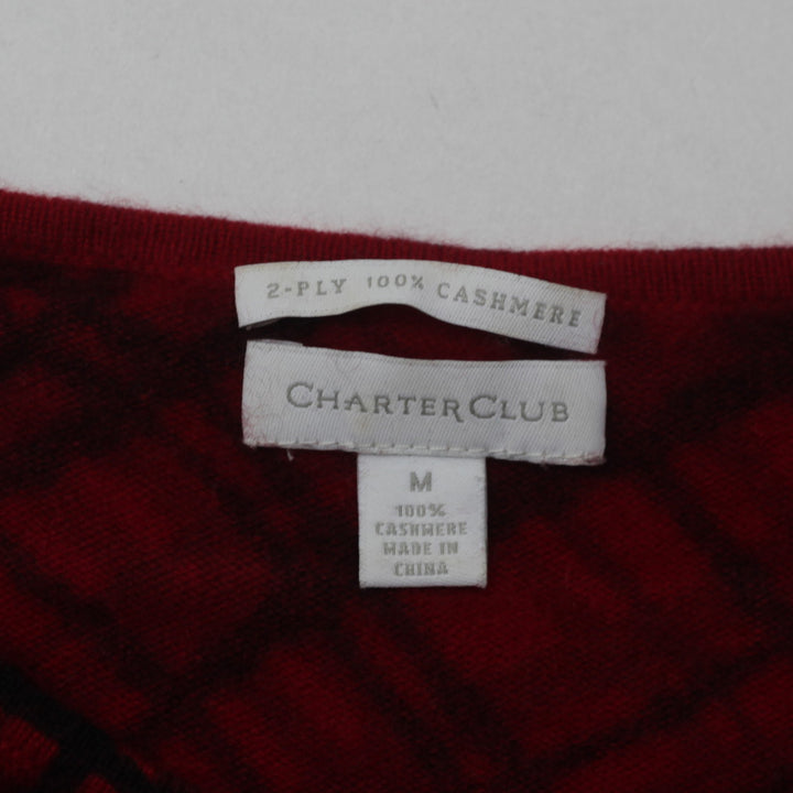 Ladies Charter Club 2-Ply Plaid 100% Cashmere Sweater