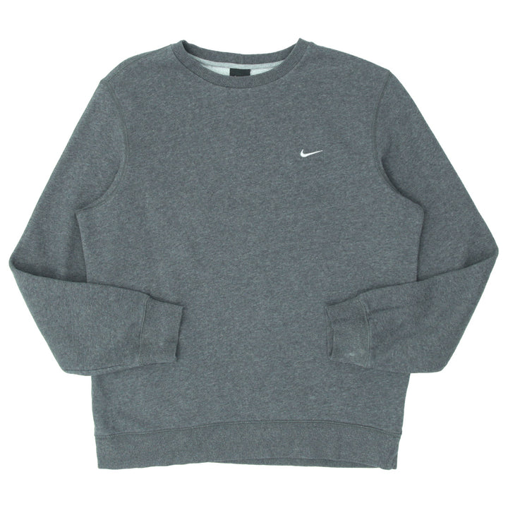 Mens Nike Swoosh Embroidered Gray Crewneck Sweatshirt