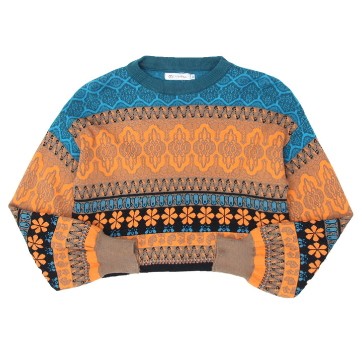 Ladies Orange & Teal Crop Sweater