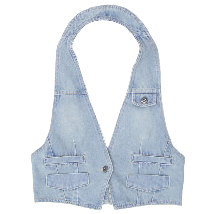 Y2K Denim Halter Neck Crop Top