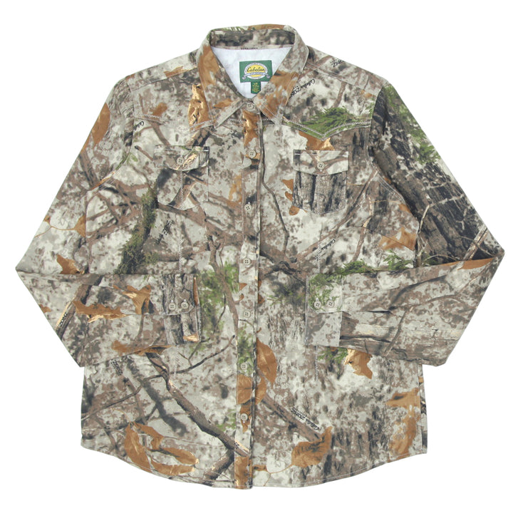 Ladies Cabela's Zonz Woodlands Forest Camo Long Sleeve Shirt/Blouse