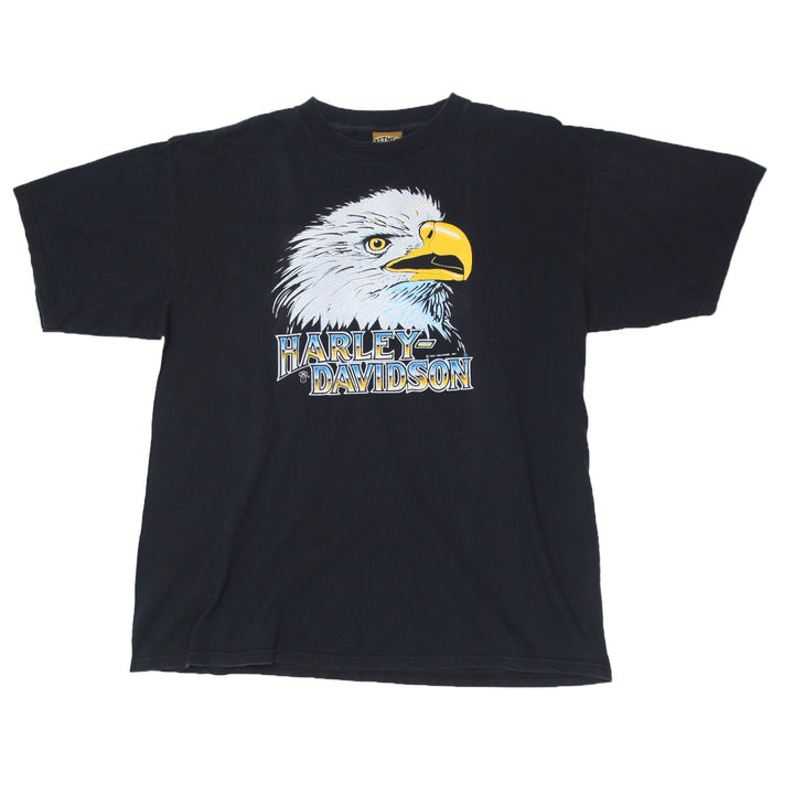 1990 Vintage Harley Davidson Bald Eagle T-Shirt Made In USA Black Nutmeg Mills XL