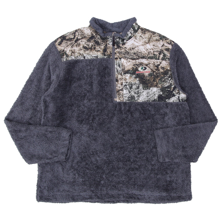 Mens Mossy Oak Forest Camo Sherpa Fleece Quarter Zip Pullover