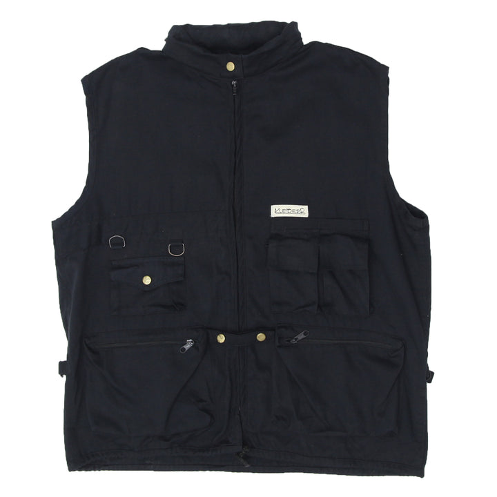 Mens Full Zip Black Utility Vest