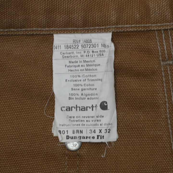 Mens Carhartt B01 BRN Dungaree Fit Double Knee Carpenter Work Pants