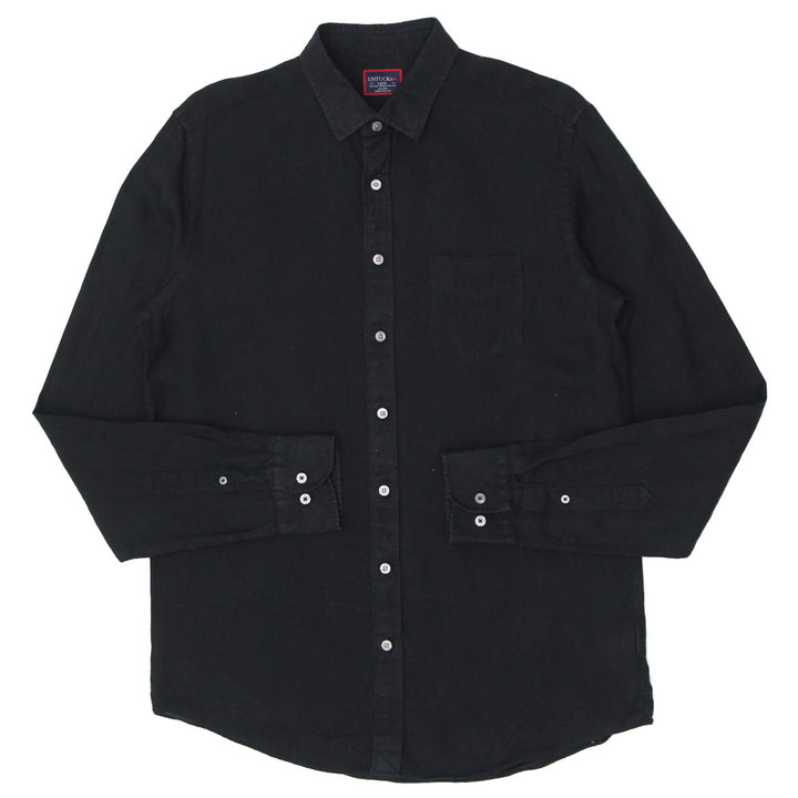 Mens Untuckit Long Sleeve Black Linen Shirt