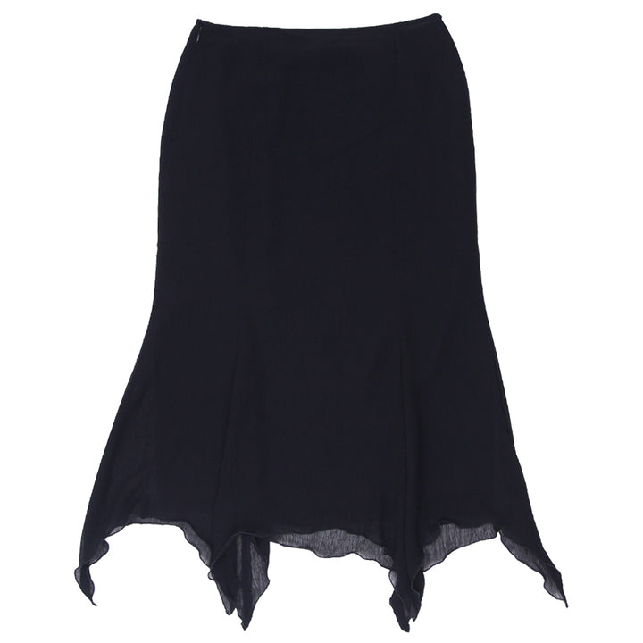 Y2K Asymmetric Black Maxi Skirt