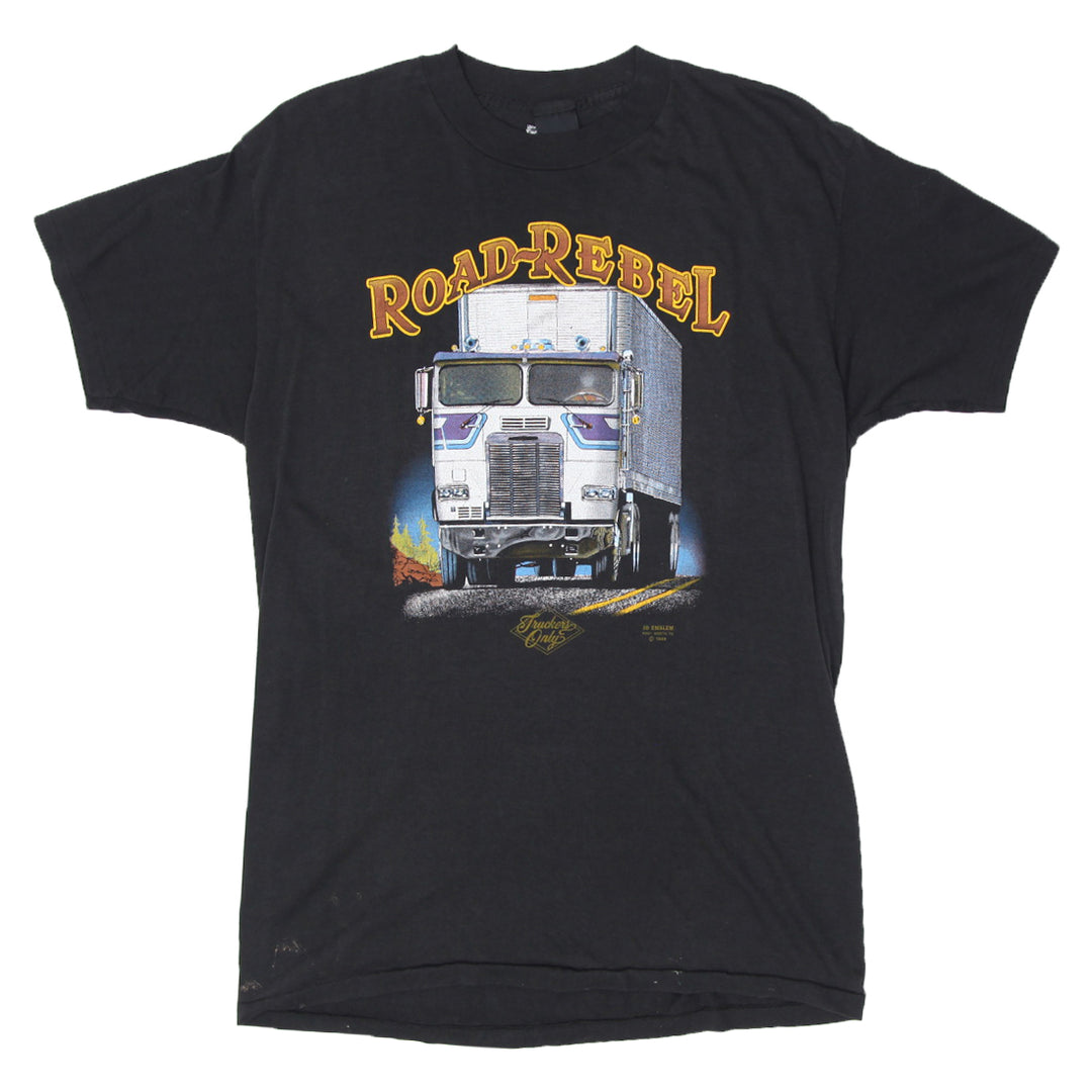 Vintage Road Rebel Truckers Only 3D Emblem Single Stitch T-Shirt