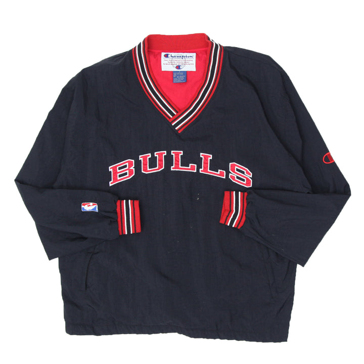 Vintage Champion Chicago Bulls V-Neck Windbreaker Pullover