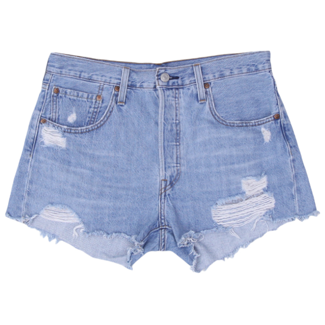 Ladies Levi Strauss 501 Ripped Denim Shorts Fashion Rerun Vintage