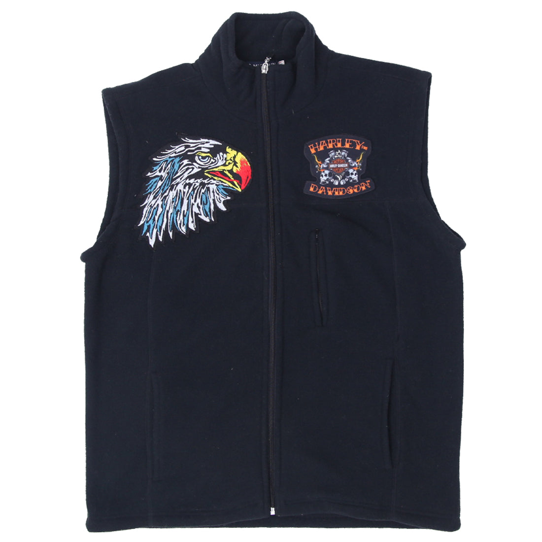 Mens Mountain Ridge Customized Harley Davidson Patched Fleece Vest Fashion Rerun Vintage