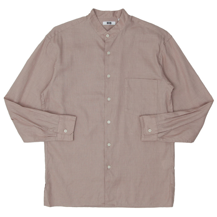 Mens Uni Qlo Linen Cotton Long Sleeve Shirt