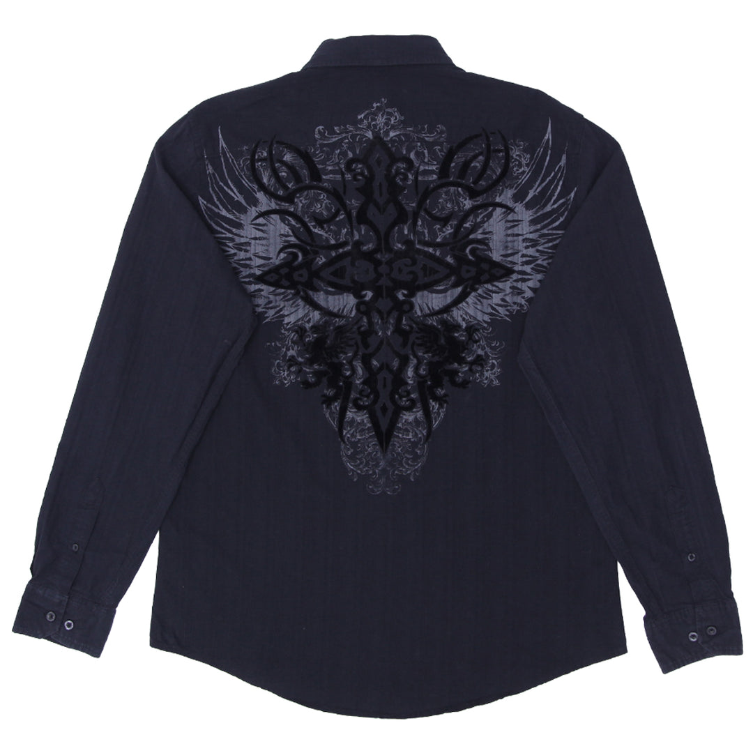 Mens Y2K Helix Felt Print Long Sleeve Shirts