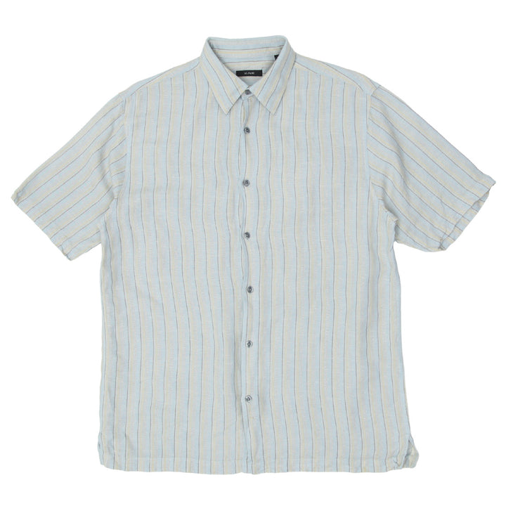 Mens Alfani Stripe Short Sleeve Linen Shirts