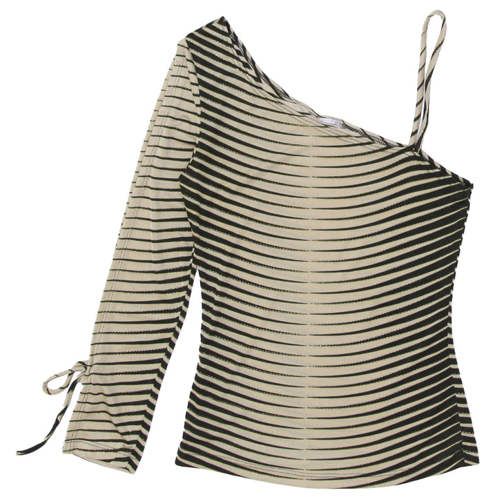 Y2K Asymmetrical Striped One Shoulder Top