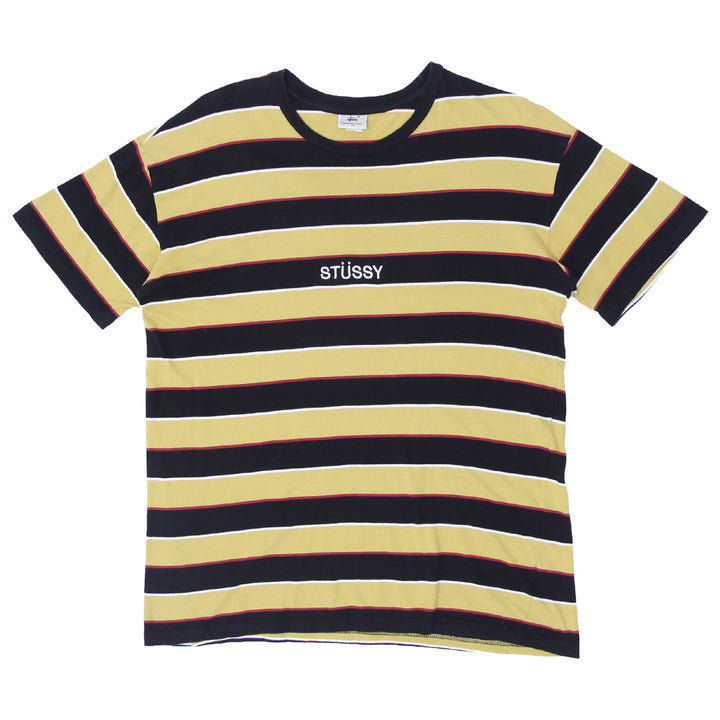 Mens Stussy Embroidered Stripe T-Shirt