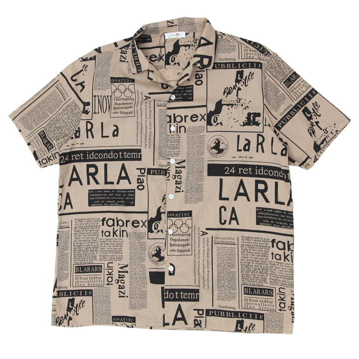 Mens Newspaper Button Shirt