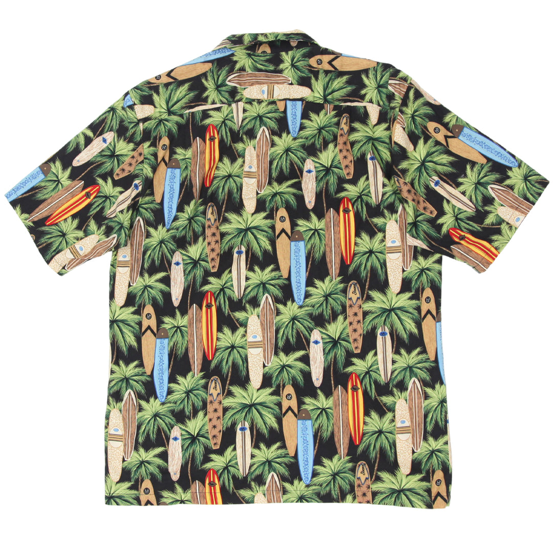 Mens Hawaii Surf Board Palm Print Hawaiian Shirt