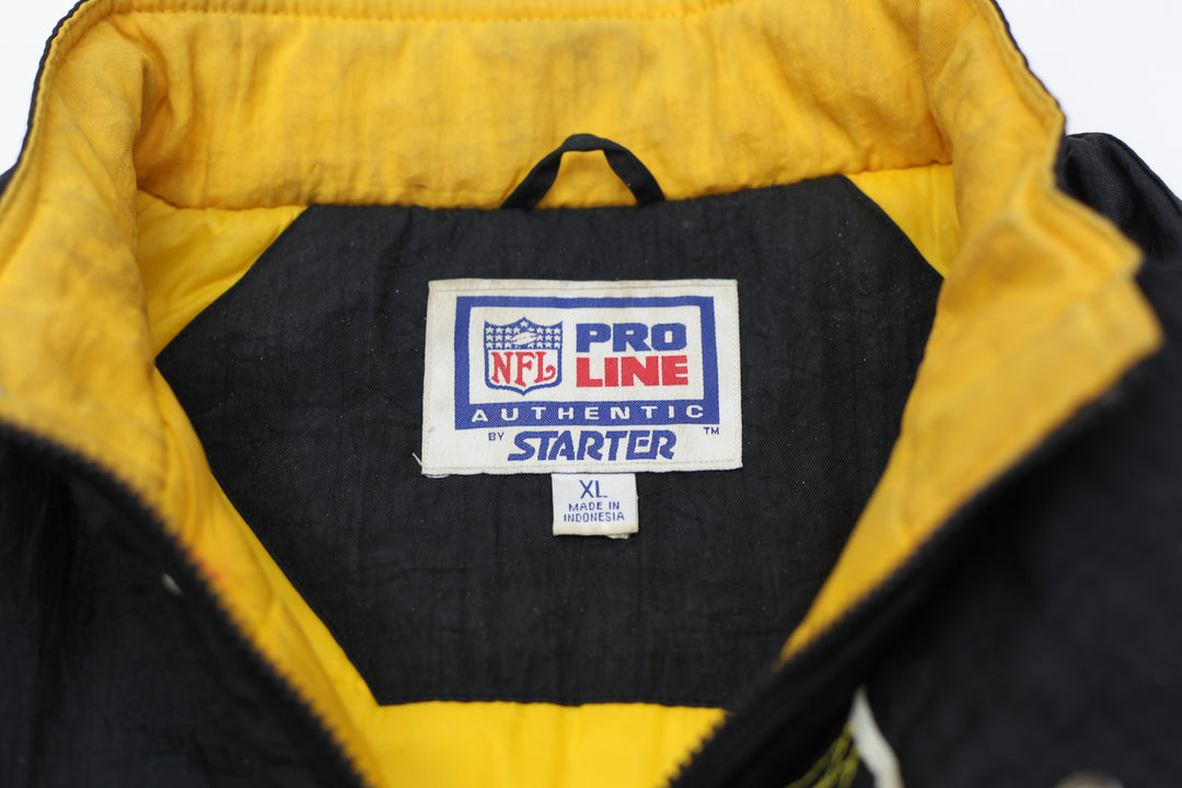 Vintage Starter NFL Pro Line Pittsburgh Steelers 1/2 Zip Quilted Jacket