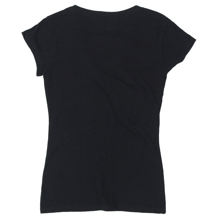 Ladies Black V-Neck Printed T-Shirt