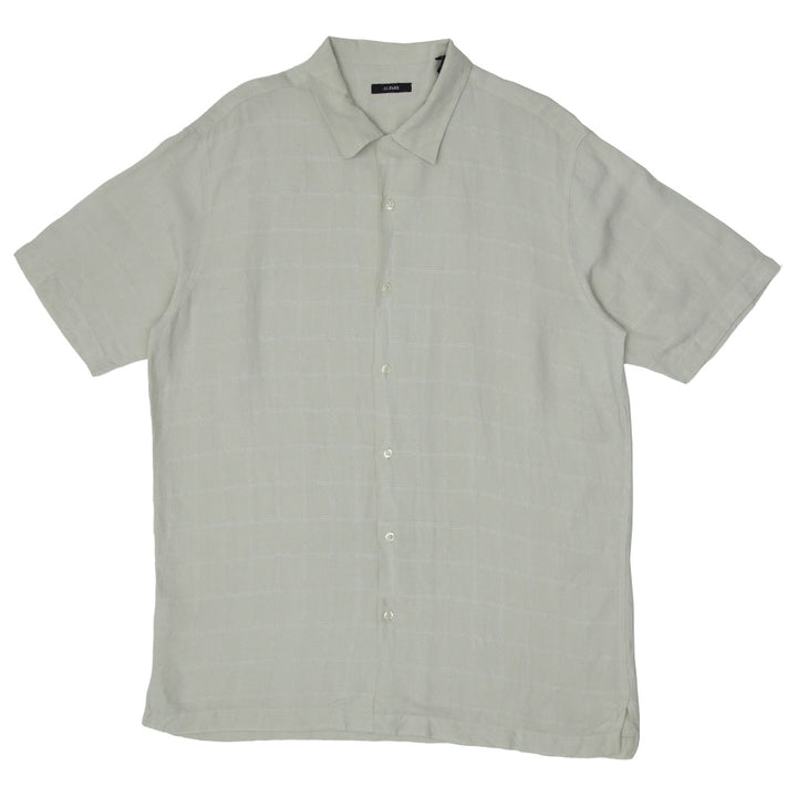 Mens Alfani Plaid Linen Blend Short Sleeve Shirt