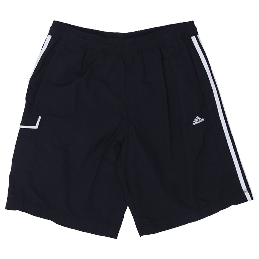Mens Adidas Embroidered White Stripes Nylon Shorts Black Fashion Rerun Vintage