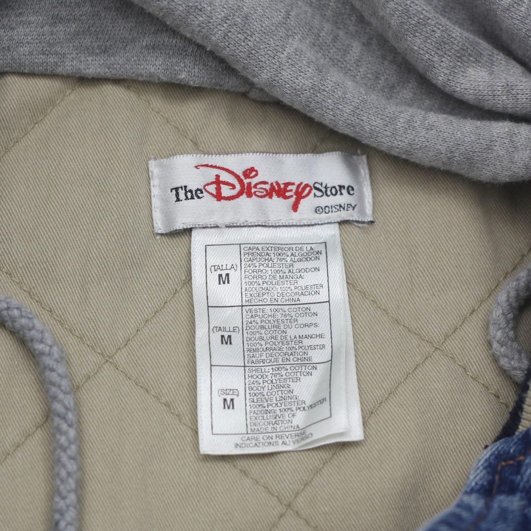 Mens The Disney Store Eeyore Embroidered Quilted Lined Hooded Denim Jacket